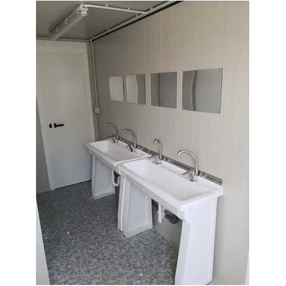 6M SSD SANITARY BLOCK WITH 2 WC, 2 SHOWERS, 2 DOUBLE SINKS AND NEW URINAL